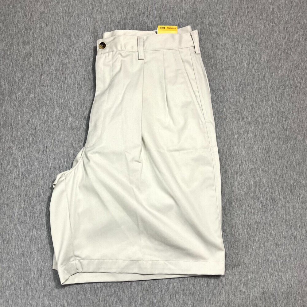 NWT HAGGAR Classic Cargo Shorts Double Pleat Beige Khaki 100% Cotton Size 36W - Picture 10 of 11